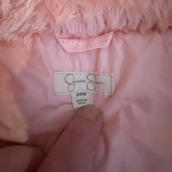 𝅺jessica Simpson Toddler Hoodie Puffer Pink Jacket 24 Months - Picture 5 of 7